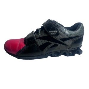 Crossfit Weightlifting Shoes Reebok U-FORM Mens Size 7 Black Red elevated heel.